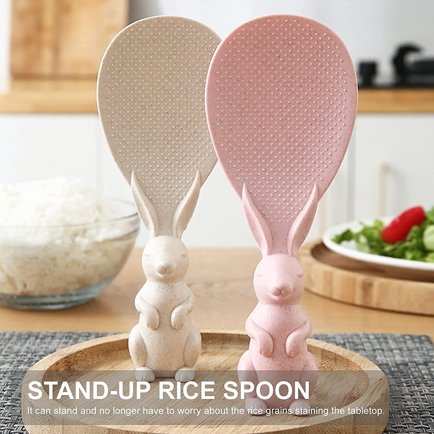 Rabbit Standing Non-Stick Rice Spoon – Cute Kitchen Serving Spoon | Pack of 2 | Random Color