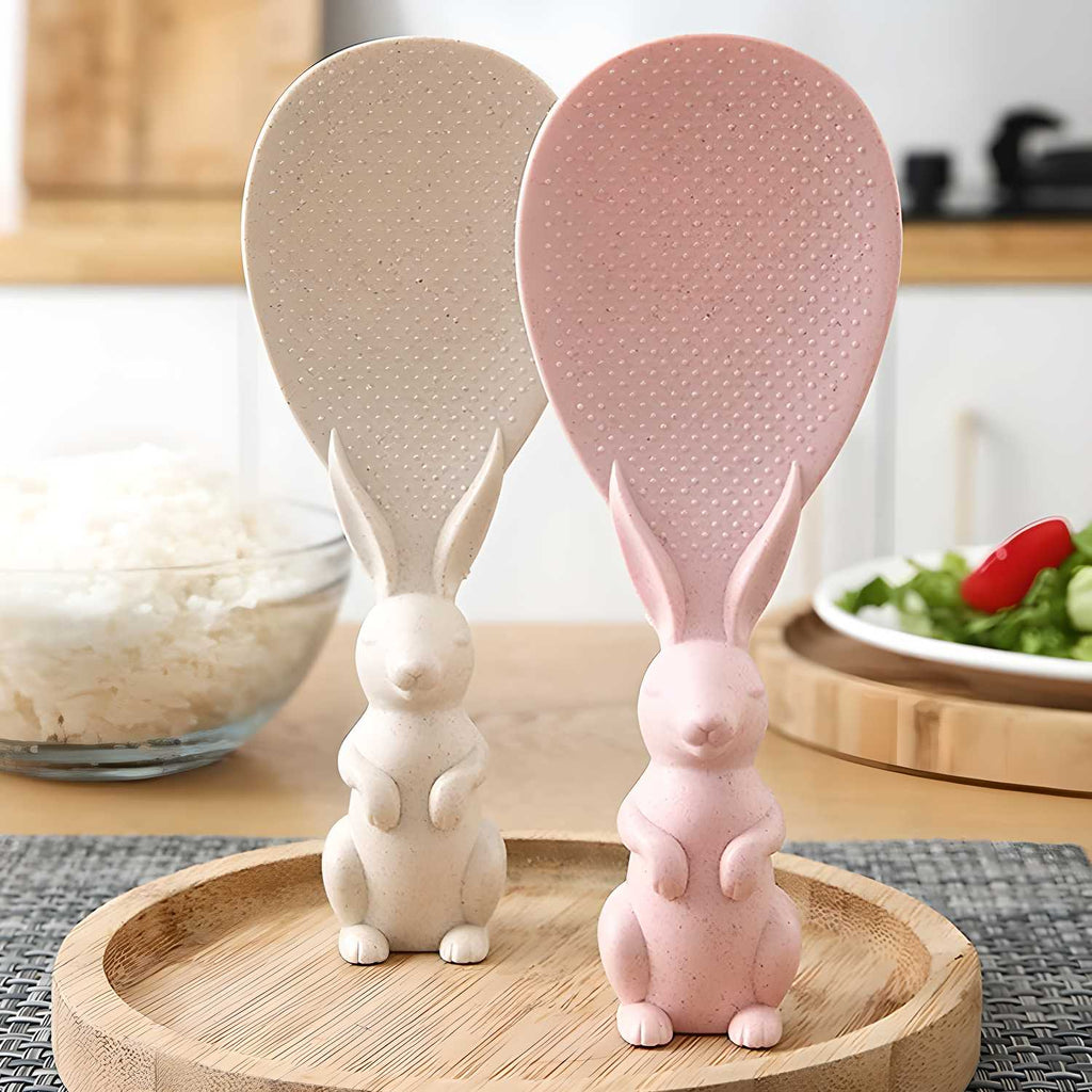 Rabbit Standing Non-Stick Rice Spoon – Cute Kitchen Serving Spoon | Pack of 2 | Random Color