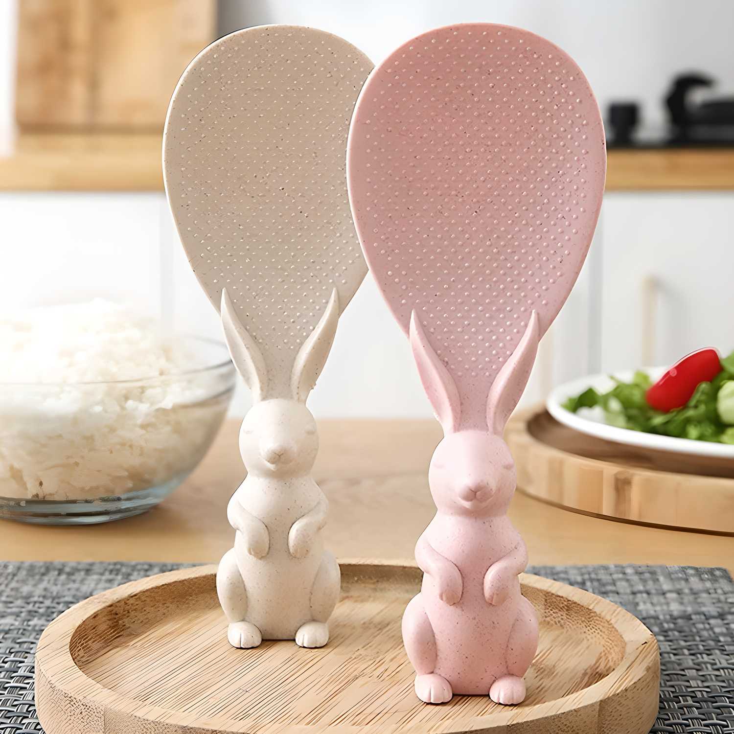 Rabbit Standing Non-Stick Rice Spoon – Cute Kitchen Serving Spoon | Pack of 2 | Random Color