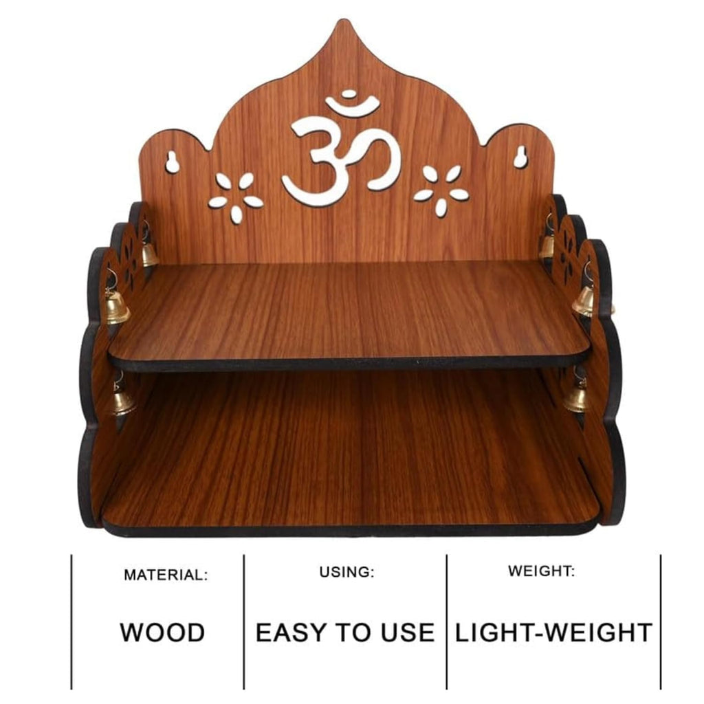 Handcrafted Wooden Om Pattern Home Temple – Traditional Spiritual Decor & Pooja Mandir