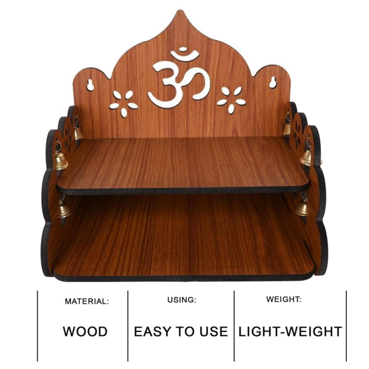 Handcrafted Wooden Om Pattern Home Temple – Traditional Spiritual Decor & Pooja Mandir