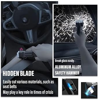 Rechargeable Car Rescue Flashlight – Long-Range Beam Torch with Window Breaker & Seat Belt Cutter