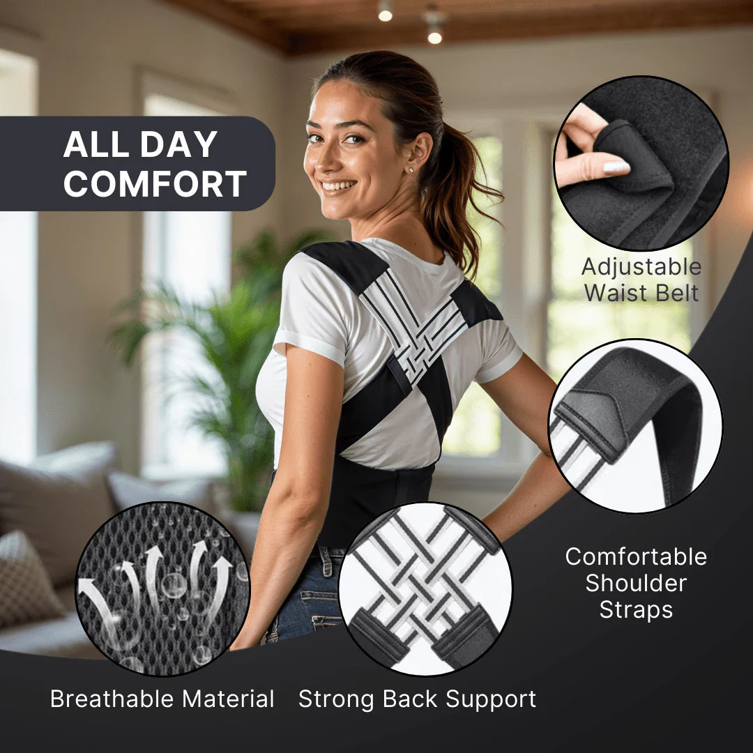 Premium Posture Corrector Shoulder Belt – Adjustable Back Support Brace for Men & Women