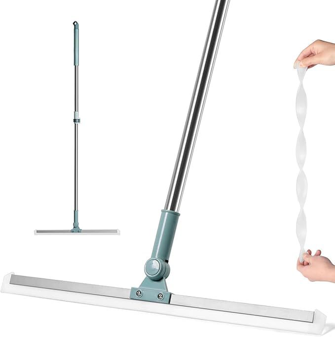 Heavy Duty Floor Wiper Mop – Silicone Magic Broom with Extendable Stainless Steel Handle