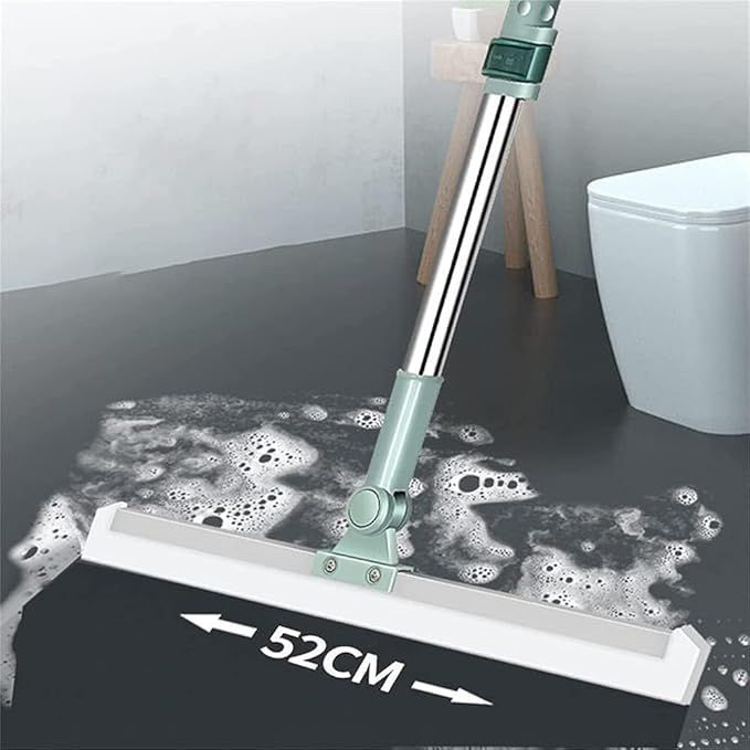 Heavy Duty Floor Wiper Mop – Silicone Magic Broom with Extendable Stainless Steel Handle